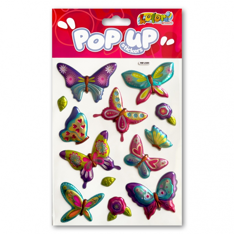 Kolori Naklejki metal.PUP-2308 Rainbow Butterflies, Naklejki, Art. kreatywne