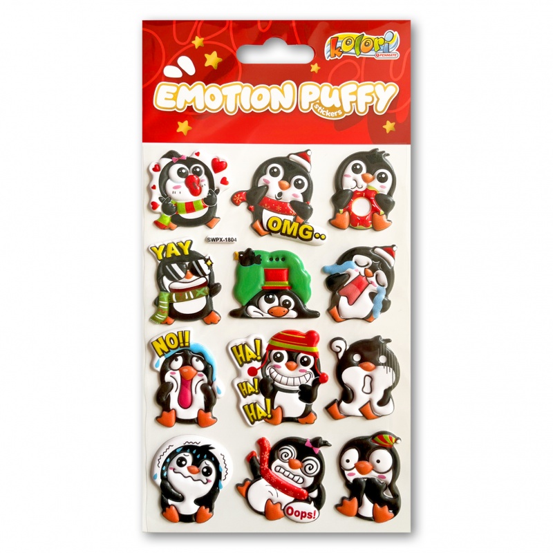 Kolori Naklejki Puffy SWPX-1804 Emotion Penguins, Naklejki, Art. kreatywne