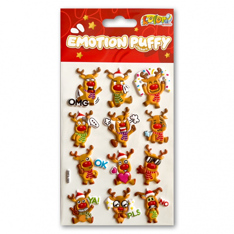 Kolori Naklejki Puffy SWPX-1805 Emotion Reindeers, Naklejki, Art. kreatywne