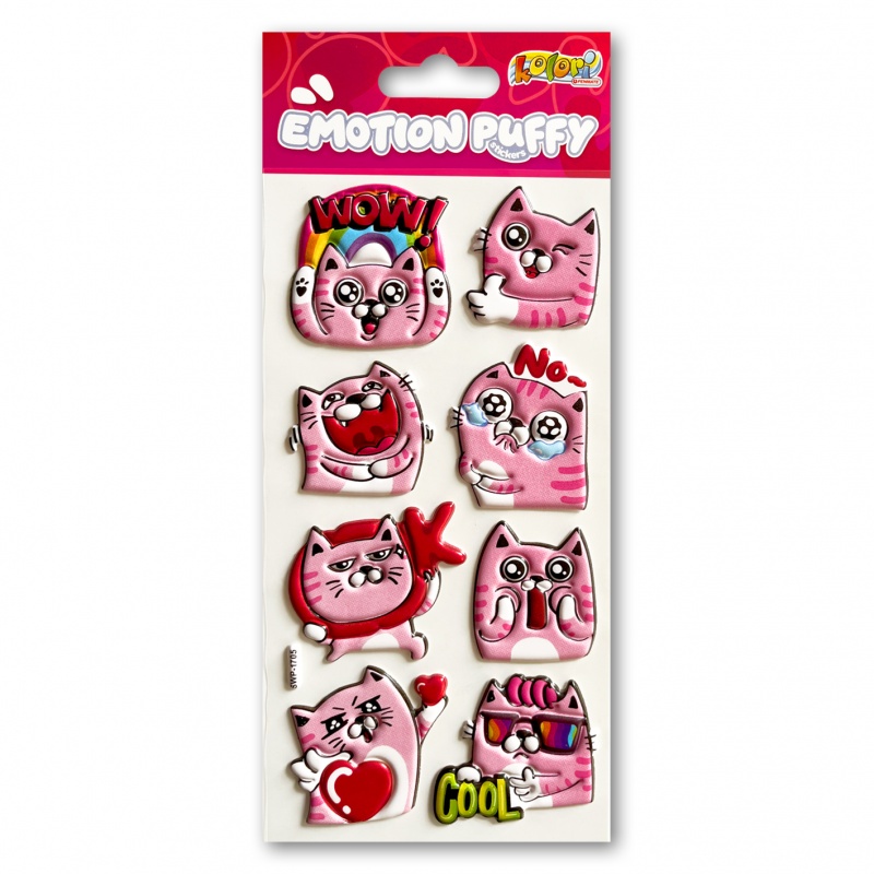 Kolori Naklejki Puffy SWP-1705 Emotion Cat, Naklejki, Art. kreatywne