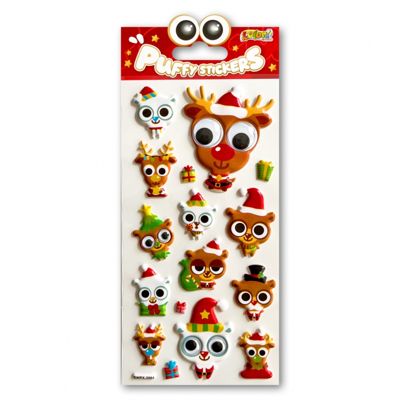 Kolori Naklejki Puffy SWPX-2001 Christmas Animals, Naklejki, Art. kreatywne