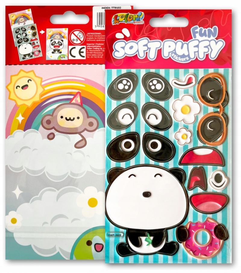 Kolori Naklejki Puffy SWP-3608 Fun with Panda, Naklejki, Art. kreatywne