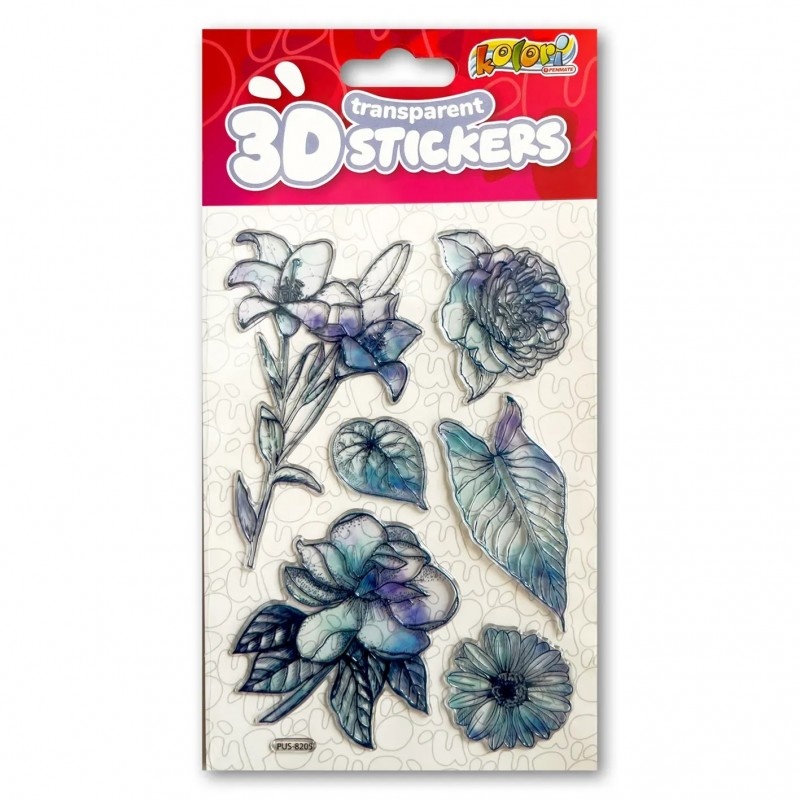 Kolori Naklejki 3D Transp.PUS-8205 Blue Flowers, Naklejki, Art. kreatywne