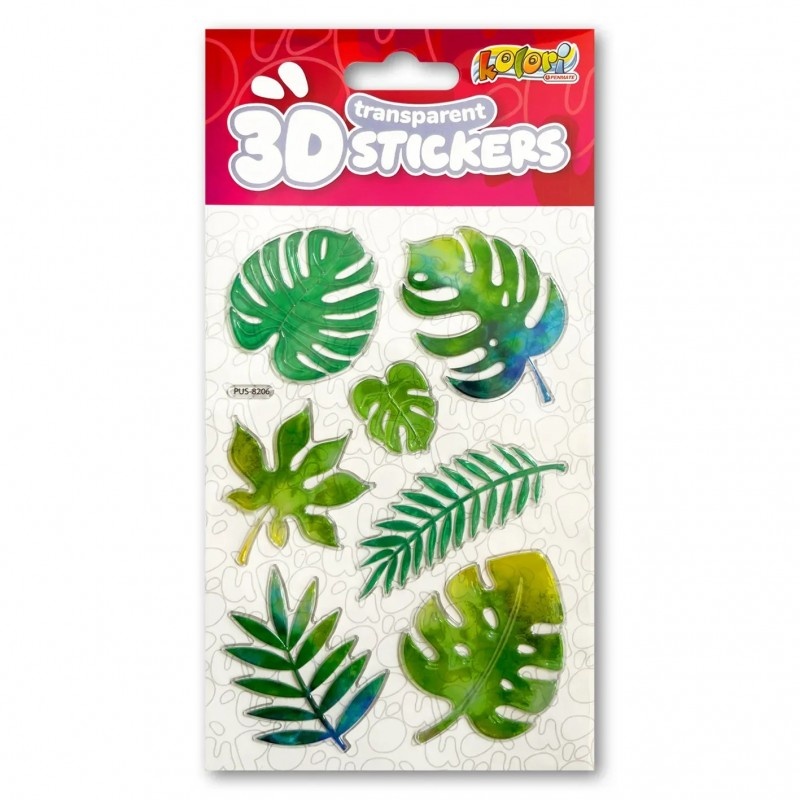 Kolori Naklejki 3D Transp.PUS-8206 Green Leaves, Naklejki, Art. kreatywne
