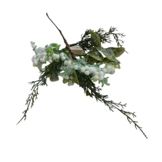 GAŁĄZKA ZIELONA OŚNIEŻONA DO KOMPOZYCJI 45CM, Artykuły zdobnicze, Art. kreatywne