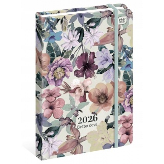KALENDARZ B6 TYGODNIOWY MAT+UV FLOWERS 2026, Tygodniowe, Kalendarze