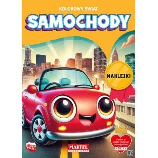 KOLOROWY ŚWIAT. SAMOCHODY Z NAKLEJKAMI, Kolorowanki, Książeczki
