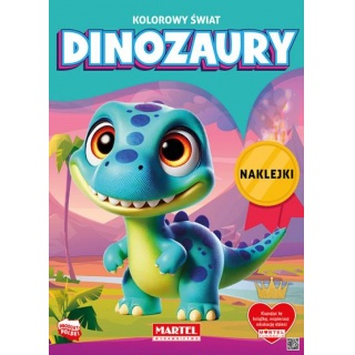 KOLOROWY ŚWIAT. DINOZAURY Z NAKLEJKAMI, Kolorowanki, Książeczki