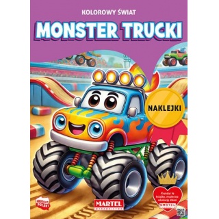 KOLOROWY ŚWIAT. MONSTER TRUCKI Z NAKLEJKAMI, Kolorowanki, Książeczki