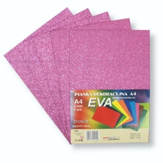 PIANKA EVA BROKAT RÓŻOWA A4 /5/, Pianki, gąbki, Art. kreatywne