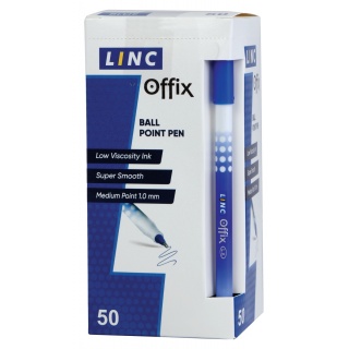 Długopis LINC Offix, śr. kulki 1mm, gr. linii 0,33mm niebieski, Długopisy, Artykuły do pisania i korygowania