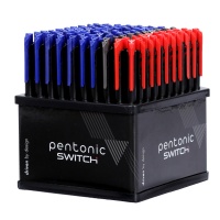 Display długopisów LINC Pentonic Switch, śr. kulki 0,7 mm, gr. linii 0,3 mm, 100 szt., mix kolorów, Długopisy, Artykuły do pisania i korygowania