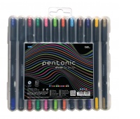 Długopis żelowy LINC Pentonic, zestaw 12 szt, zawieszka, mix kolorów, Długopisy, Artykuły do pisania i korygowania