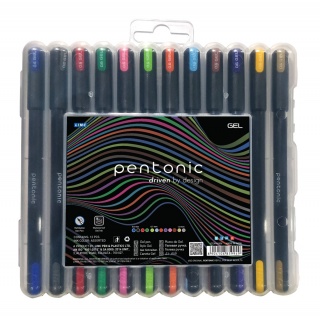 Długopis żelowy LINC Pentonic, zestaw 12 szt, zawieszka, mix kolor&oacute;w, Długopisy, Artykuły do pisania i korygowania