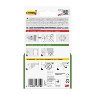 Paski do plakat&oacute;w COMMAND&trade; (17024), małe, 12 szt., białe, Haczyki, Prezentacja