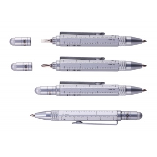 Długopis wielozadaniowy TROIKA Construction Liliput, srebrny, Długopisy, Artykuły do pisania i korygowania