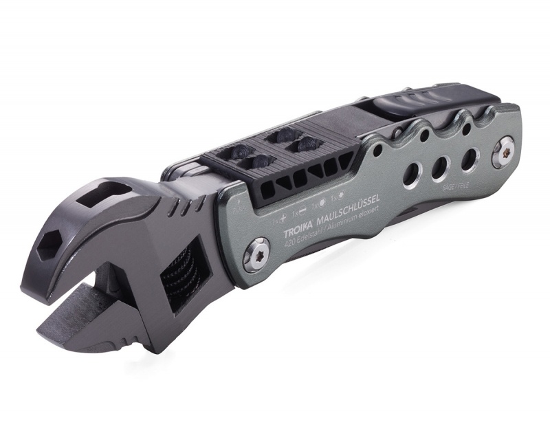 Narzędzie wielofunkcyjne TROIKA Maulschlussel, 12 funkcji, szary, Ekskluzywne, Gadżety