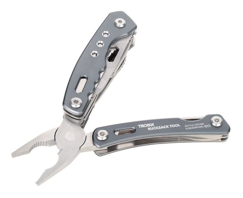 Narzędzie wielofunkcyjne TROIKA Rucksack Tool, 15 funkcji, szary, Ekskluzywne, Gadżety