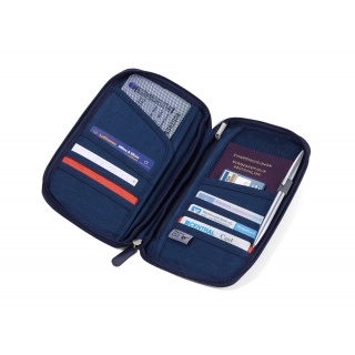 Etui na dokumenty TROIKA Safe Flight, na suwak, niebieskie, Ekskluzywne, Gadżety