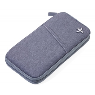 Etui na dokumenty TROIKA Safe Flight, na suwak, szare, Ekskluzywne, Gadżety