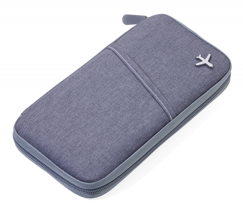 Etui na dokumenty TROIKA Safe Flight, na suwak, szare, Ekskluzywne, Gadżety