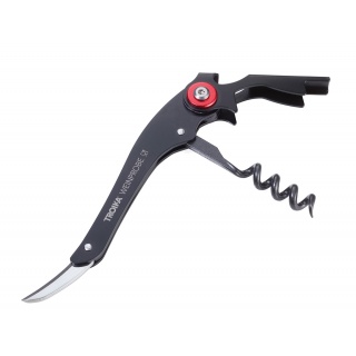 Zestaw do wina TROIKA Weinprobe, korkociąg + nożyk + zatyczka, czarny, Ekskluzywne, Gadżety