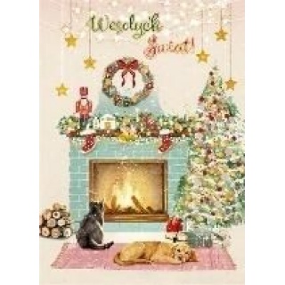 KARNET B6 BN ŚWIĄTECZNY KOMINEK, Karnety, kartki okolicznościowe, Art. dekoracyjne i prezentowe