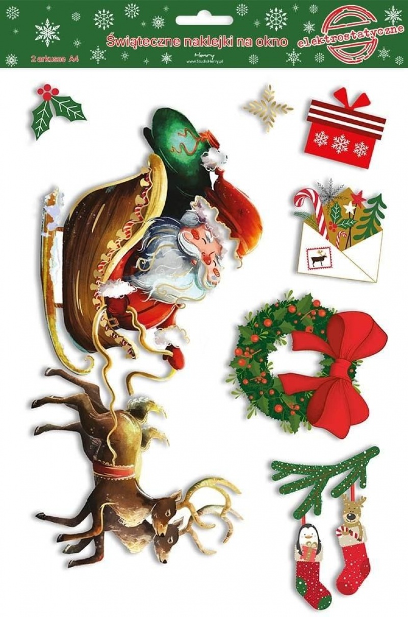 Naklejka elektrostatyczna BN MIKOŁAJ W ZAPRZĘGU, Naklejki, Art. kreatywne