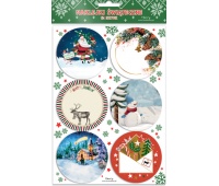 ZESTAW NAKLEJEK NA PREZENTY - MIKOŁAJ Z ELFAMI, Naklejki, Art. kreatywne