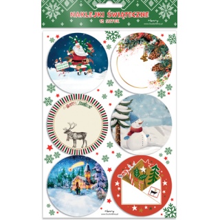 ZESTAW NAKLEJEK NA PREZENTY - MIKOŁAJ Z ELFAMI, Naklejki, Art. kreatywne