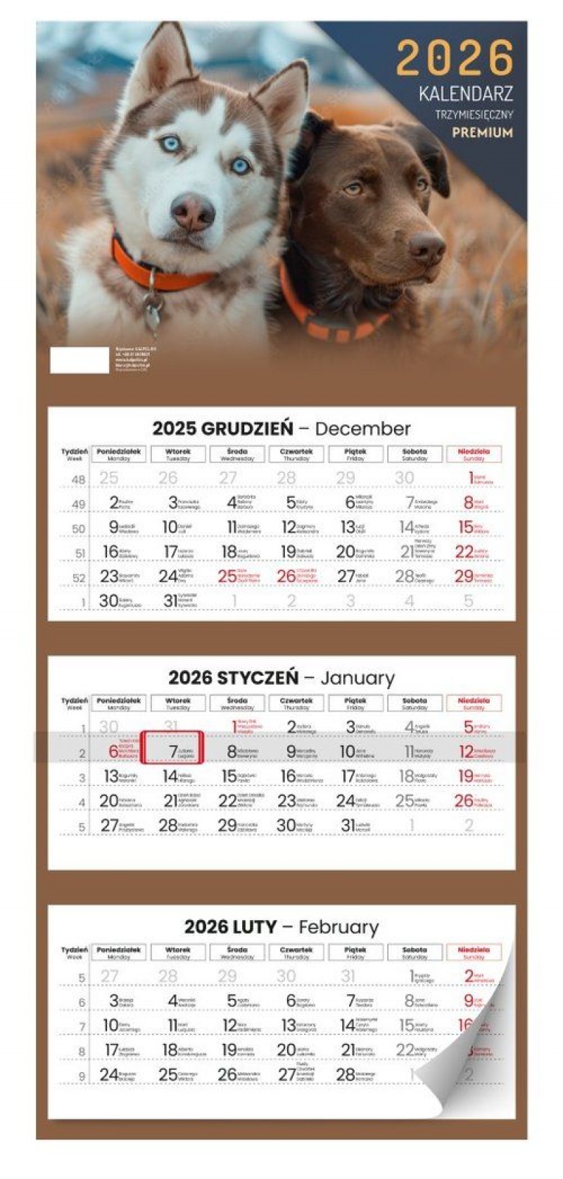 KALENDARZ ŚCIENNY DWUMIESIĘCZNY LUX 2026 KALENDARZ ŚCIENNY DWUMIESIĘCZNY LUX 2026, Ścienne, Kalendarze