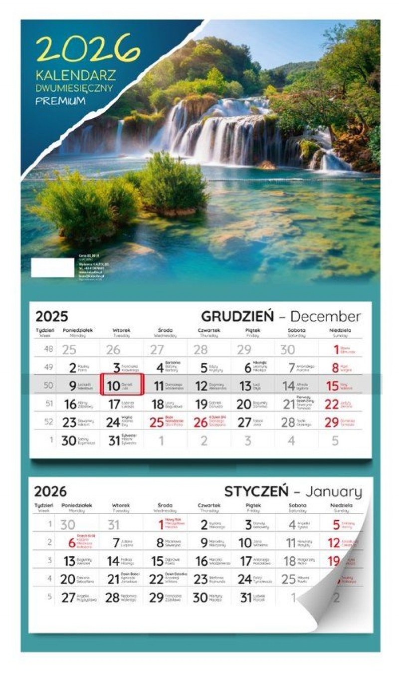 KALENDARZ ŚCIENNY DWUMIESIĘCZNY PREMIUM 2026 KALENDARZ ŚCIENNY DWUMIESIĘCZNY PREMIUM 2026, Ścienne, Kalendarze