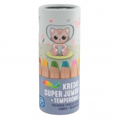 KREDKI SUPER JUMBO 8 KOLOR&Oacute;W TEMPER&Oacute;WKA KIDEA, Kredki oł&oacute;wkowe, Plastyka