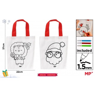 TORBA ŚWIĄTECZNA DO MALOW.MIKOŁAJ/KOTEK + 3 FLAM., Zestawy kreatywne, Art. kreatywne