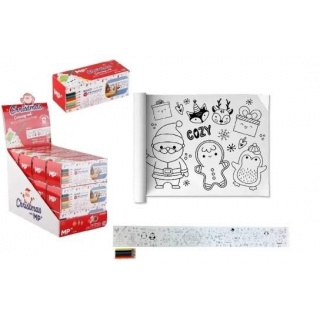 KOLOROWANKA ŚWIĄTECZNA W ROLCE 85X10CM Z KREDKAMI, Kolorowanki, Książeczki