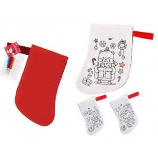 ŚWIĄTECZNA SKARPETA DO MALOWANIA + 3 FLAMASTRY, Zestawy kreatywne, Art. kreatywne
