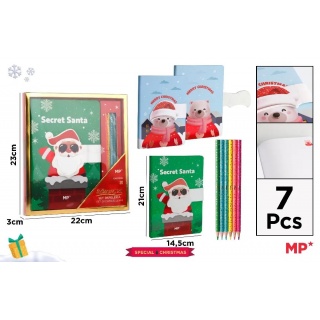 NOTATNIK ŚWIĄTECZNY NA MAGNES + KREDKI 6-KOL., Notesy szkolne, Zeszyty i bloki