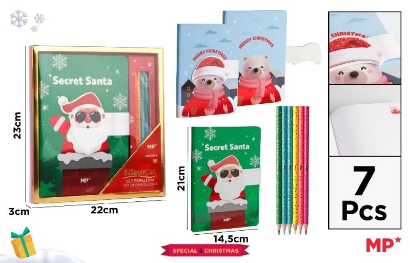 NOTATNIK ŚWIĄTECZNY NA MAGNES + KREDKI 6-KOL., Notesy szkolne, Zeszyty i bloki