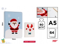 NOTATNIK PLUSZOWY A5 GŁADKI ŚWIĄT.MIKOŁAJ/RENIFER