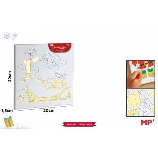 PŁÓTNO DO MALOWANIA MIKOŁAJ I SANIE 20x20cm., Zestawy kreatywne, Art. kreatywne