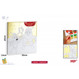 PŁÓTNO DO MALOWANIA MIKOŁAJ I RENIFER 20x20cm., Zestawy kreatywne, Art. kreatywne