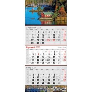 KALENDARZ TRÓJDZIELNY PŁASKI MIX 2026, Ścienne, Kalendarze