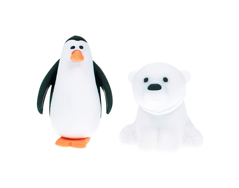 Gumki Zwierzęta Polarne TRENDHAUS, 2 szt., mix kolor&oacute;w, Szkolne, Gadżety