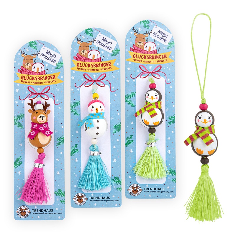 Mini drewniany breloczek na szczęście TRENDHAUS MM, mix kolor&oacute;w, Gry i zabawki, Gadżety