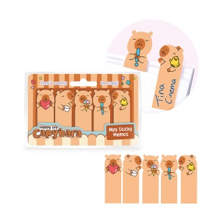 Karteczki samoprzylepne TRENDHAUS CP HL-5, z kapibarą, 5×30kart., mix kolorów, Szkolne, Gadżety