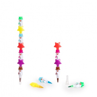 Kredki przekładane TRENDHAUS MM, bałwanek i gwiazdka, 7 szt., mix kolorów, Szkolne, Gadżety