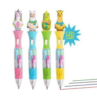 Długopis wielokolorowy LED TRENDHAUS MM, z figurką, mix kolorów, Szkolne, Gadżety