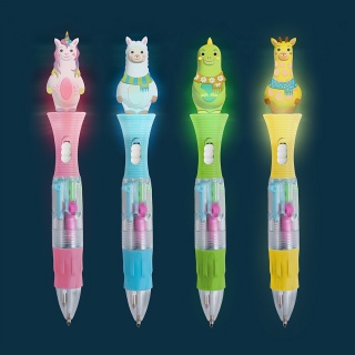 Długopis wielokolorowy LED TRENDHAUS MM, z figurką, mix kolorów, Szkolne, Gadżety