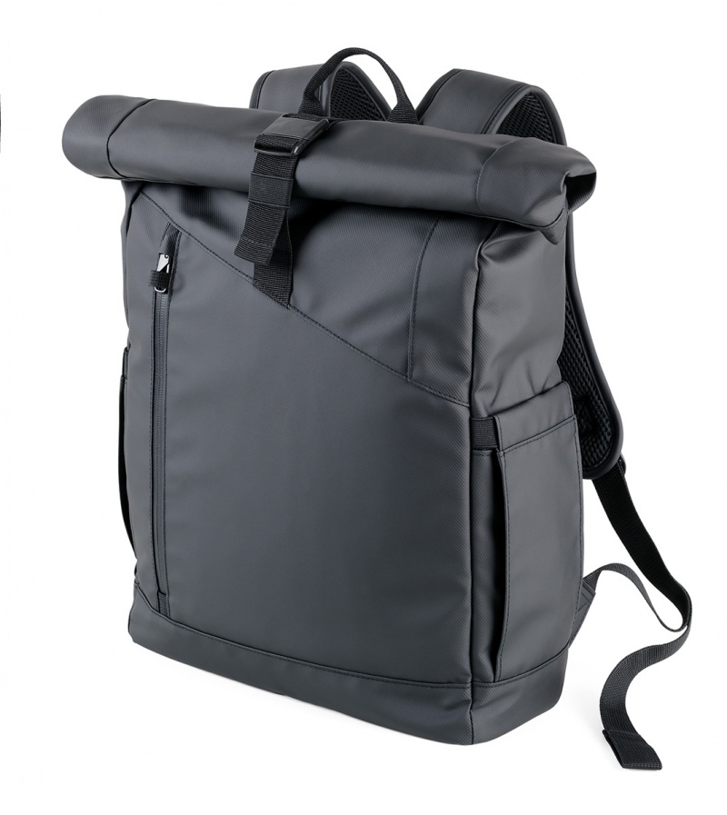 Plecak rolowany TROIKA Black Roll Top, czarny, Ekskluzywne, Gadżety