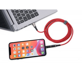 Kabel ładujący TROIKA Speedy XL, 2m, przejści&oacute;wka USC-C na lightning, czerwony, Złącza i adaptery, Akcesoria komputerowe